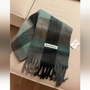 Acne Studios Gray and Teal Wool Scarf